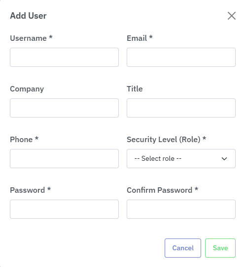 Add User dialog