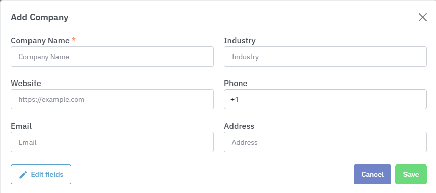 Add Company dialog
