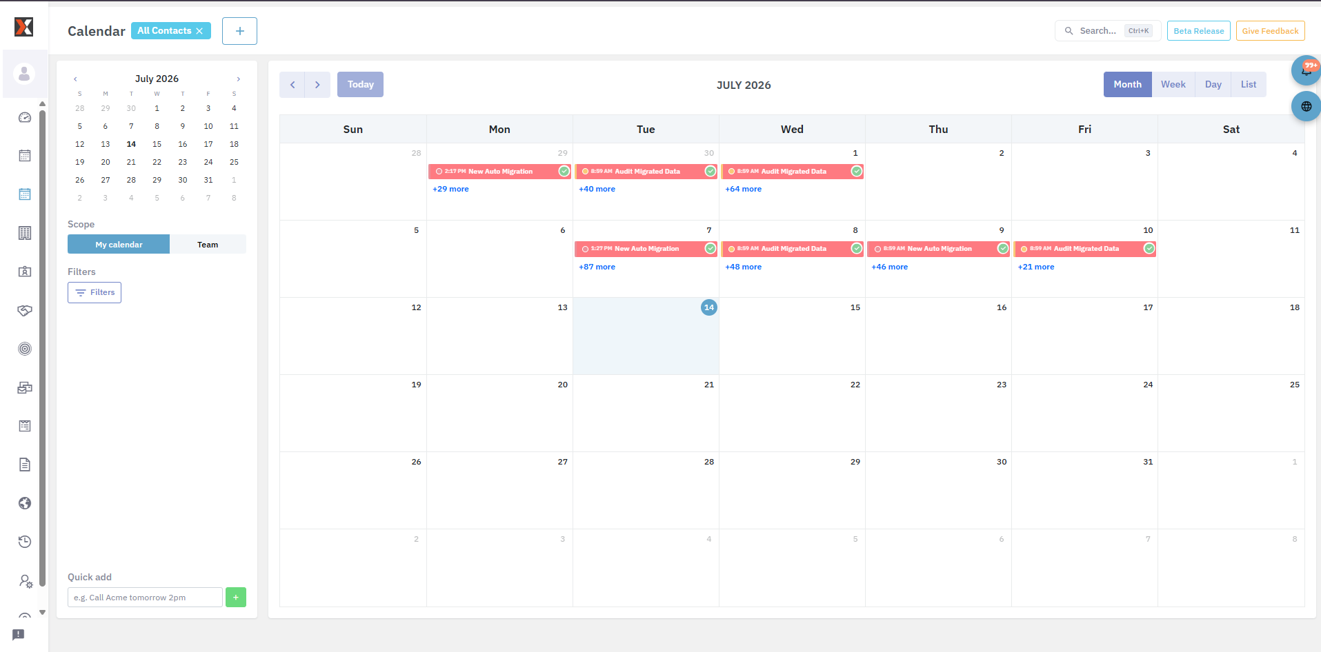 Calendar month view